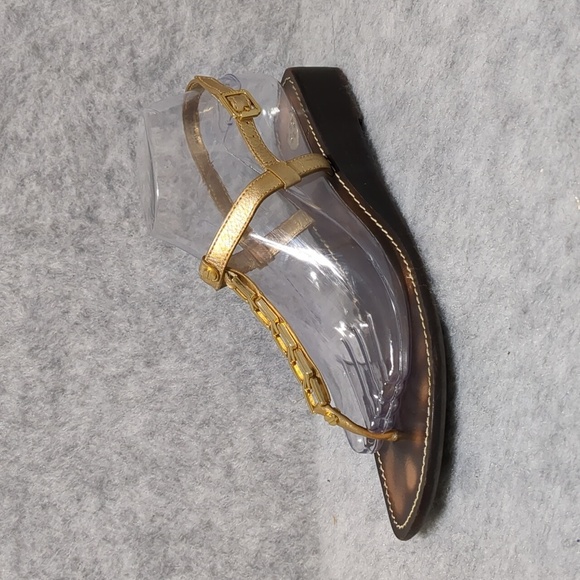 Tory Burch Alani Gold chain thong wedge sandal 9.5 - Picture 2 of 11
